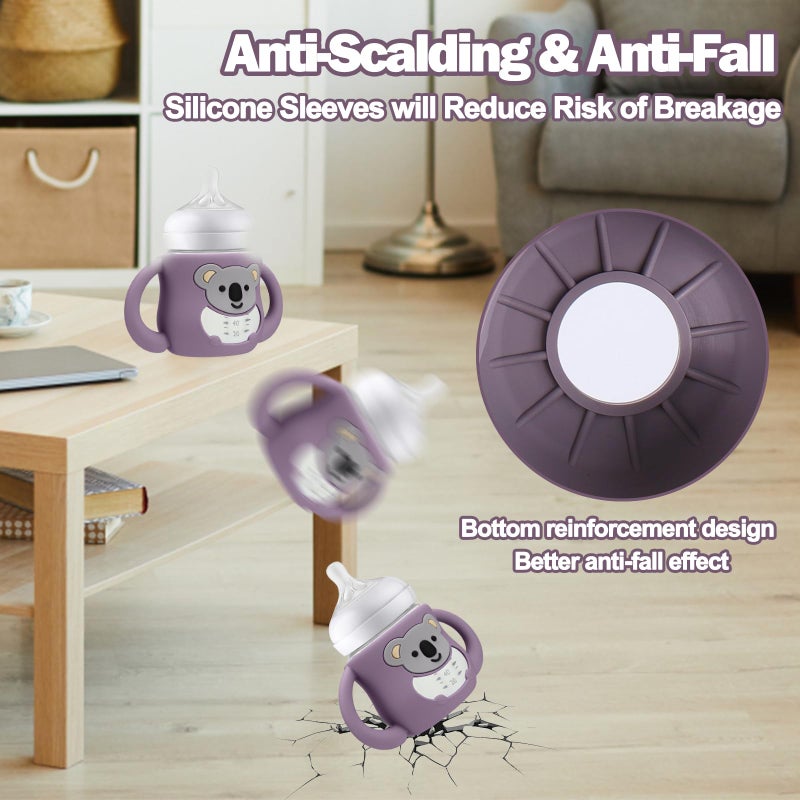 بوسوها BUSOHA 3 عبوات من أكمام كوالا المصنوعة من السيليكون لزجاجات الأطفال Avent - أكمام زجاجات الأطفال للحماية من السقوط مع مقبض لزجاجات الأطفال الطبيعية Avent، 118 مل - Image 2